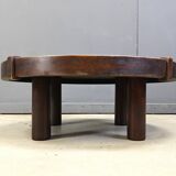 Round Vallauris ceramic coffee table by Barrois, 1960s