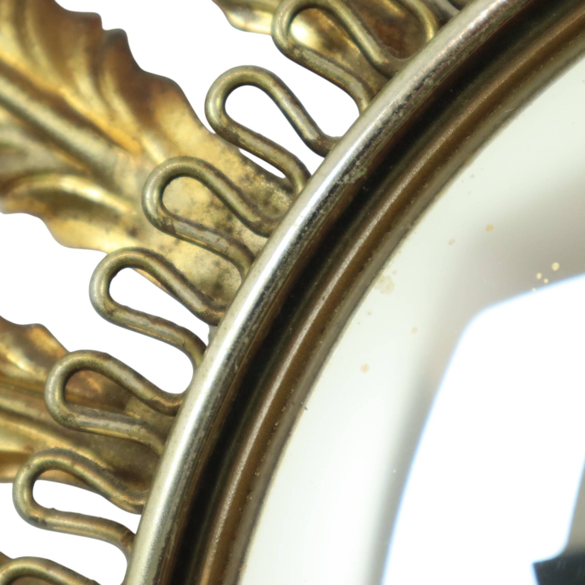 Mid Century Copper Plated Metal Sun Mirror Deknudt Convex 55cm