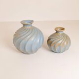 Paire de vases en céramique "Turkos" de style milieu du siècle, Ewald Dahlskog, Bo Fajans, Suède