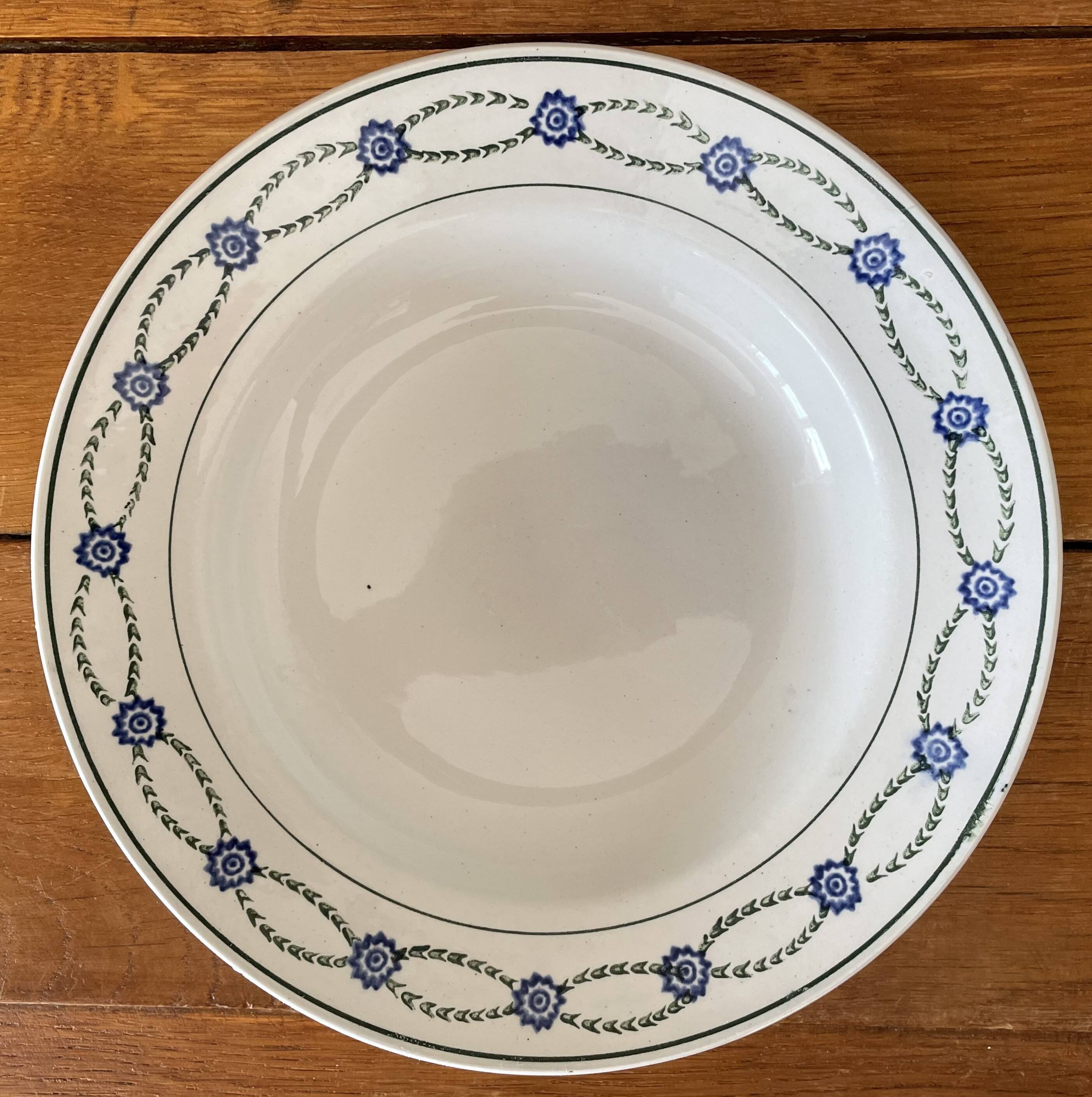 6 antique deep plates in earthenware from Saint-Amand (Nord)