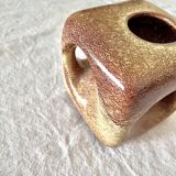 Bertoncello ,,screziato tabacco" glaze, cube vase italian vintage mid century from the 1970's by rob