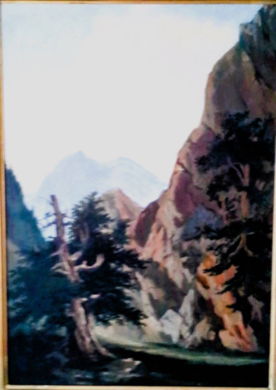 MOUNTAIN LANDSCAPE, 19th CENTURY PAINTING BY PAUL DUPONT, SUPERB FRAMING