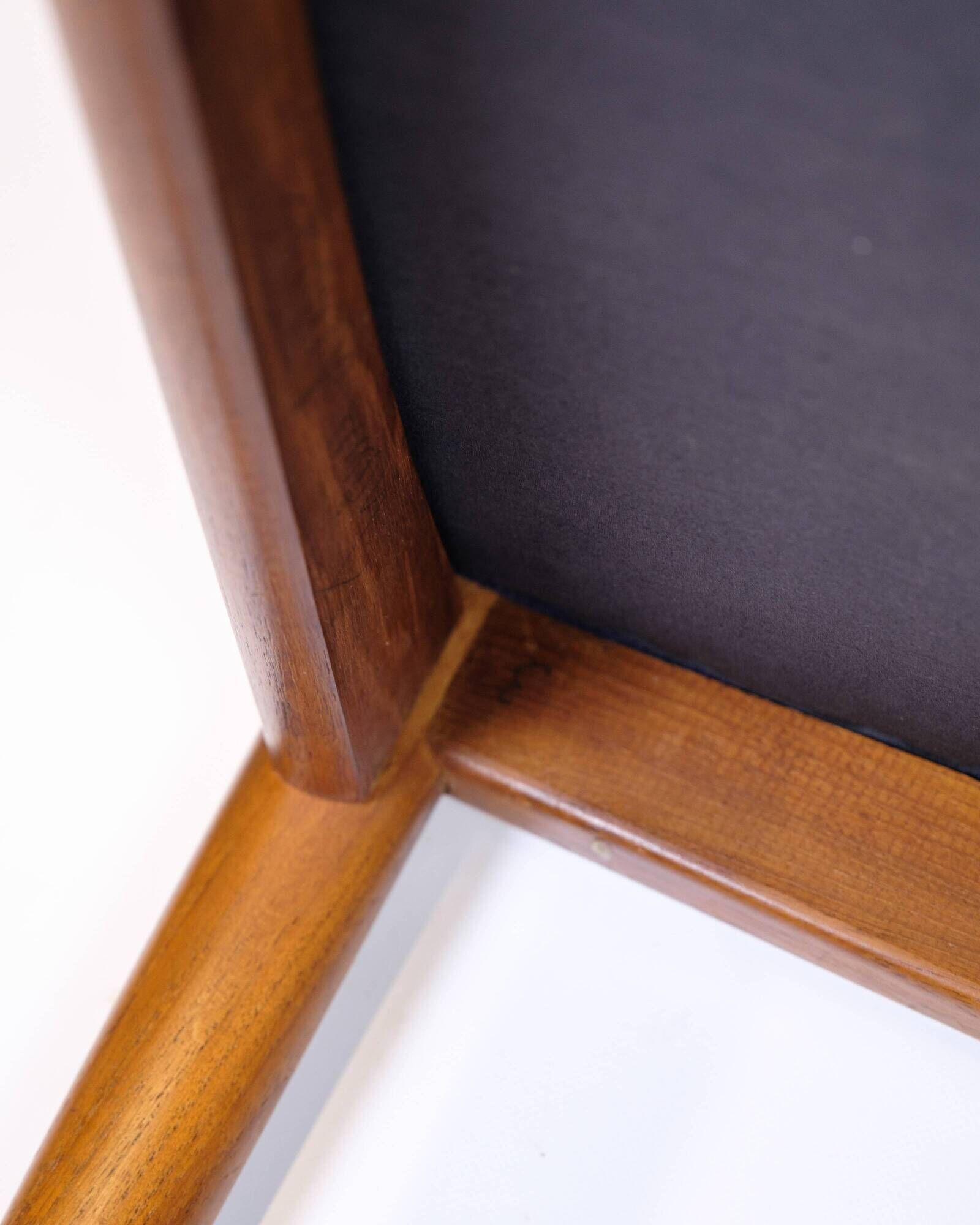 Set of six dining chairs - Model 42 - teak & blue fabric - Kai Kristiansen - Schou Andersen - 1960s
