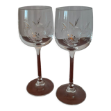 2 verres à vin en cristal