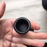 2 black metal ball candle holders 23.5 cm