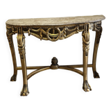 Hollywood Regency Console - Gilded Wood and Marble