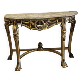 Console Hollywood Regency - Bois doré et Marbre