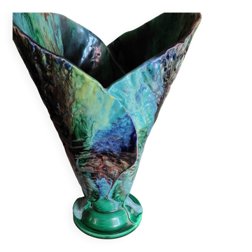 Vintage flared ceramic vase — Balma, Le Brusc (1950s-60s)
