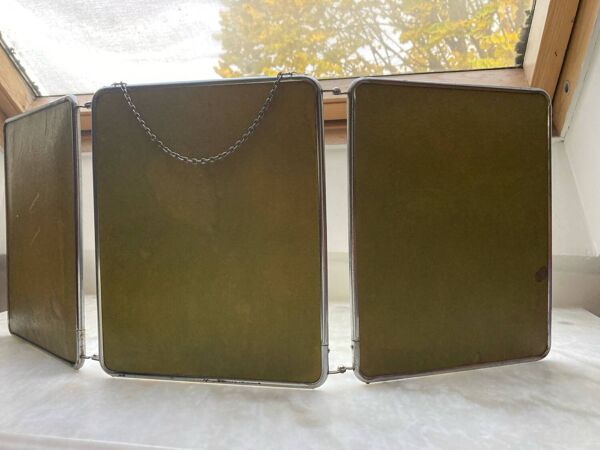 Crand miroir barbier triptyque vintage vertical biseauté