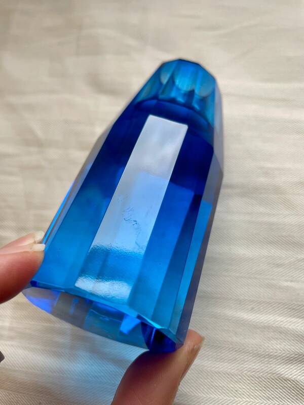 4 designer candle holders in colored glass