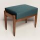 Vintage mid-century petrol blue velvet stool, Edmund Homa, Europe, 1960s.