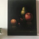 Still life fruit on black background