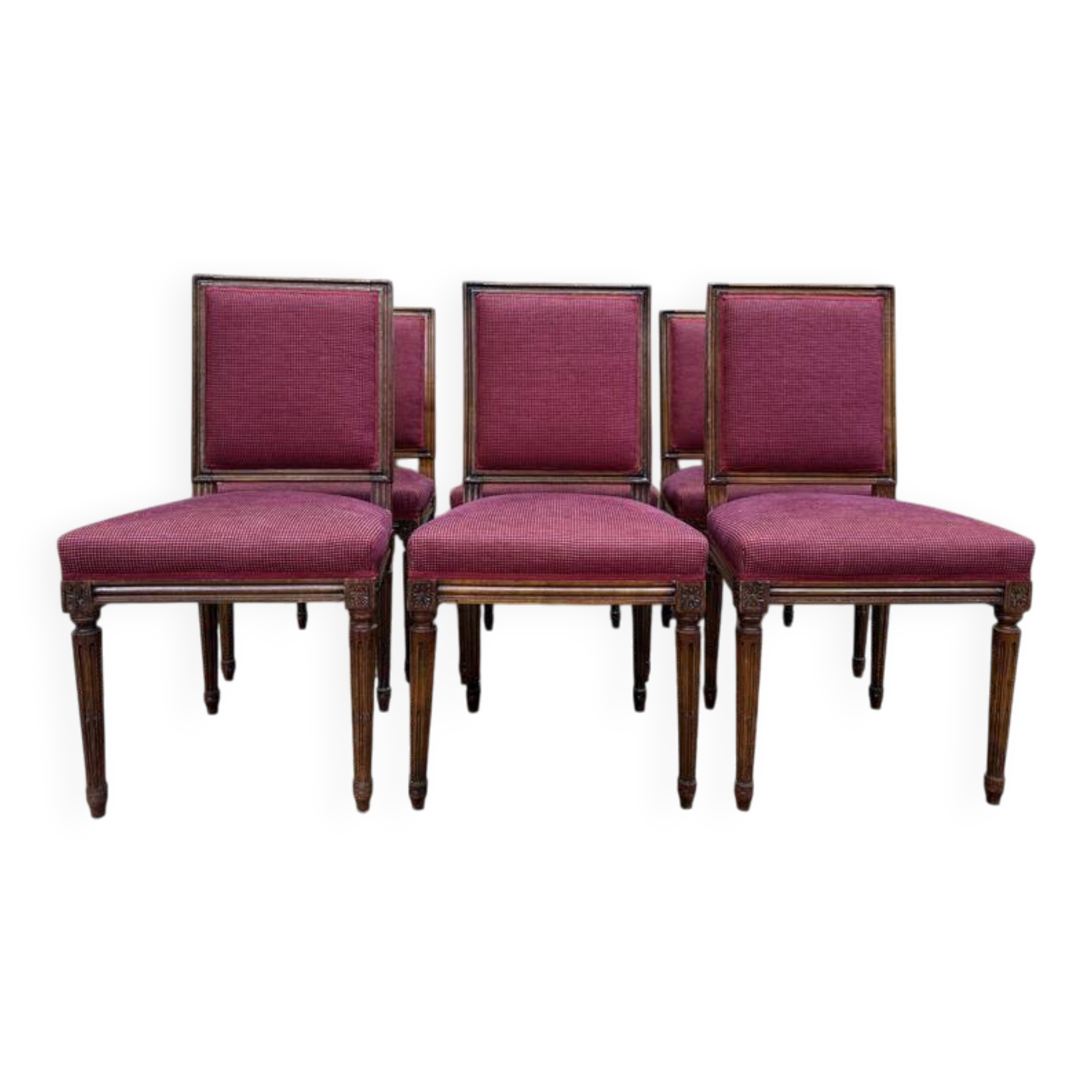 Suite de 6 chaises de style Louis XVI dossier carré