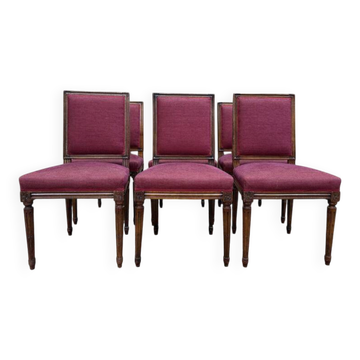Suite de 6 chaises de style Louis XVI dossier carré