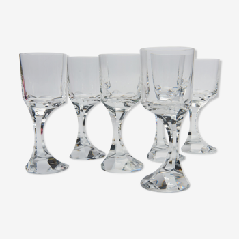 6 Baccarat wine glasses from the rare Narcisse model, 1971