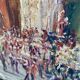 Oil on wood, “village festival”, Italy, 1960s