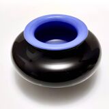 Iridescent Black and Azure Cased Glass Vase, Italy