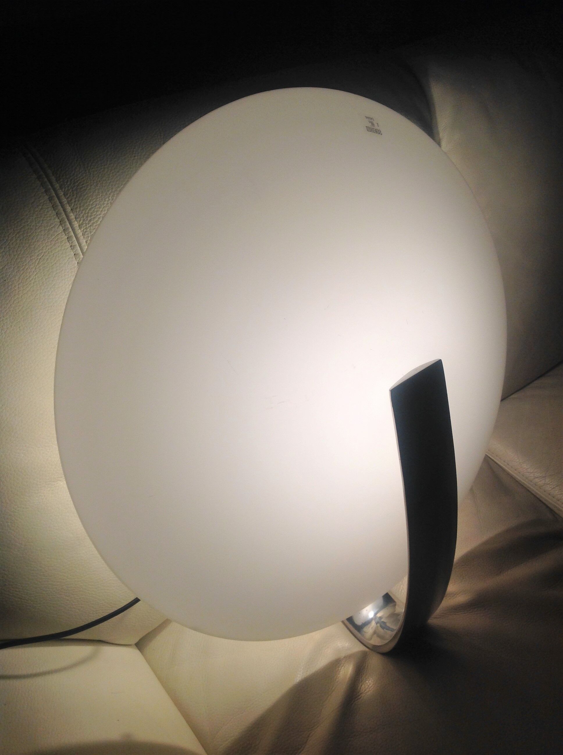 Circular frosted glass wall lamp and aluminum headband by Vetri Murano, vintage 70s-80s