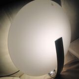 Circular frosted glass wall lamp and aluminum headband by Vetri Murano, vintage 70s-80s
