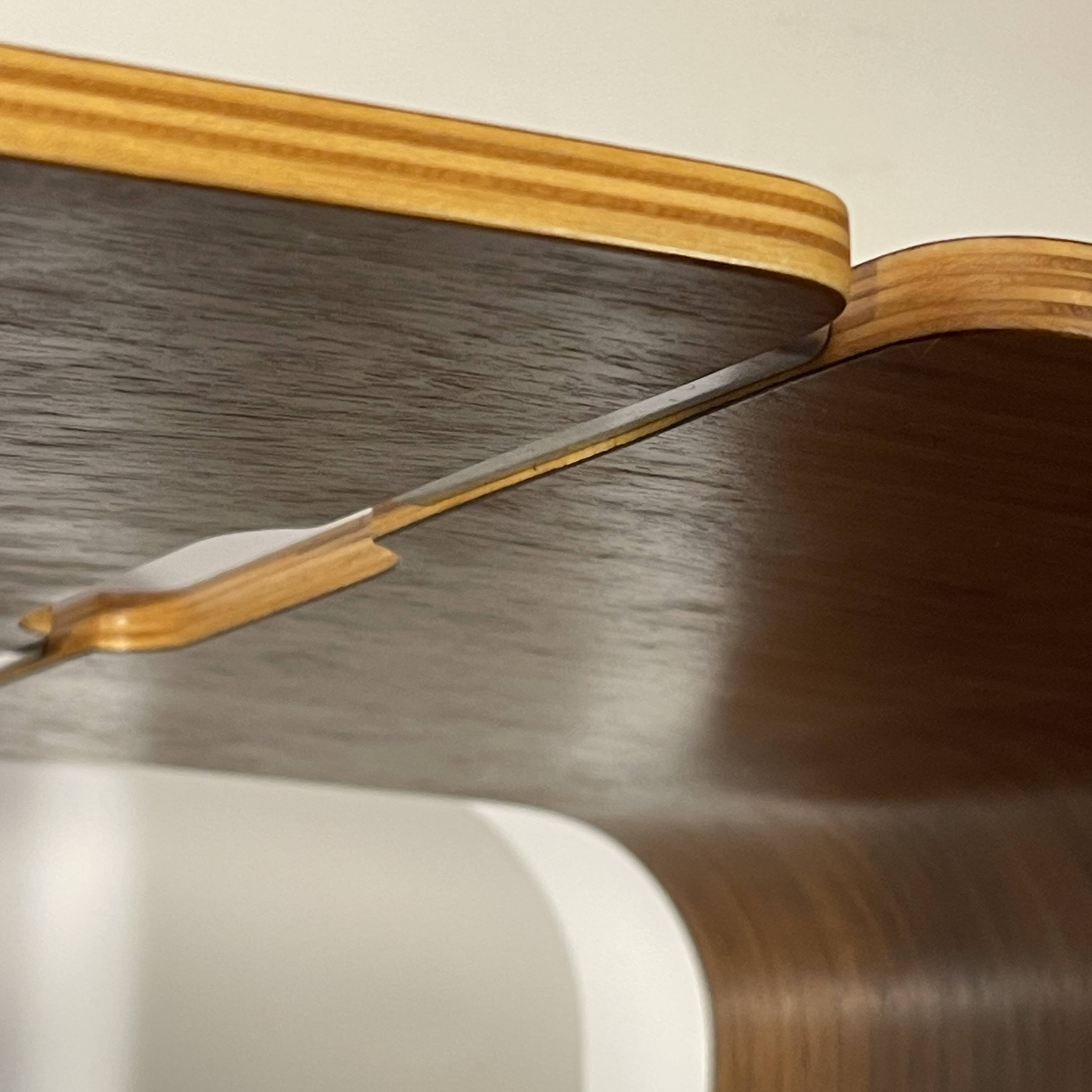 Pair of stools / side tables, rosewood aluminum, multi-plex wood