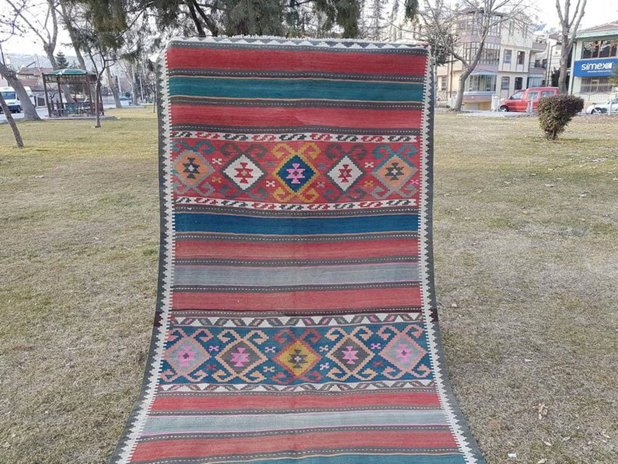 Vintage Turkish hallway rug 154x347 cm