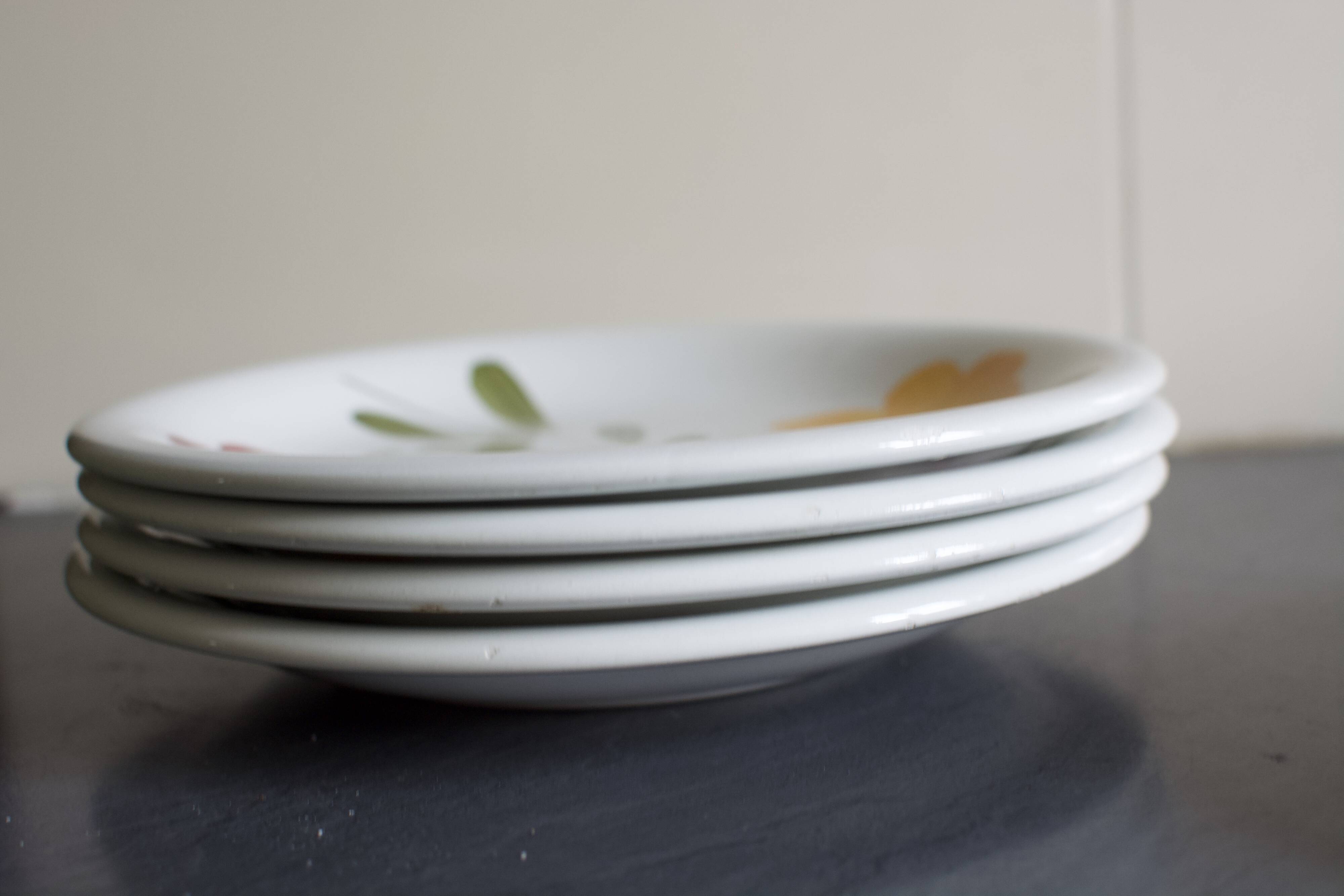 5 Vintage Italian ceramic plates Primula flowers