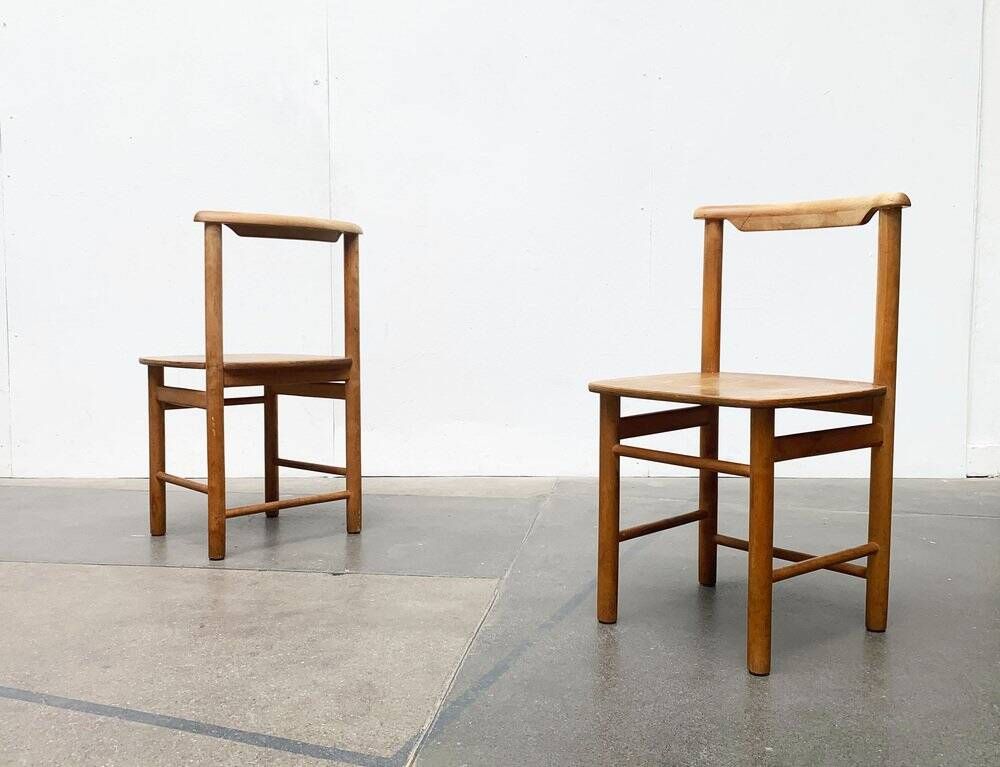 Mid-century wooden chair set of 2, 1960s