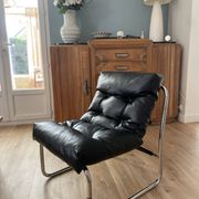 Fauteuil Pixi vintage IKEA inox simili cuir