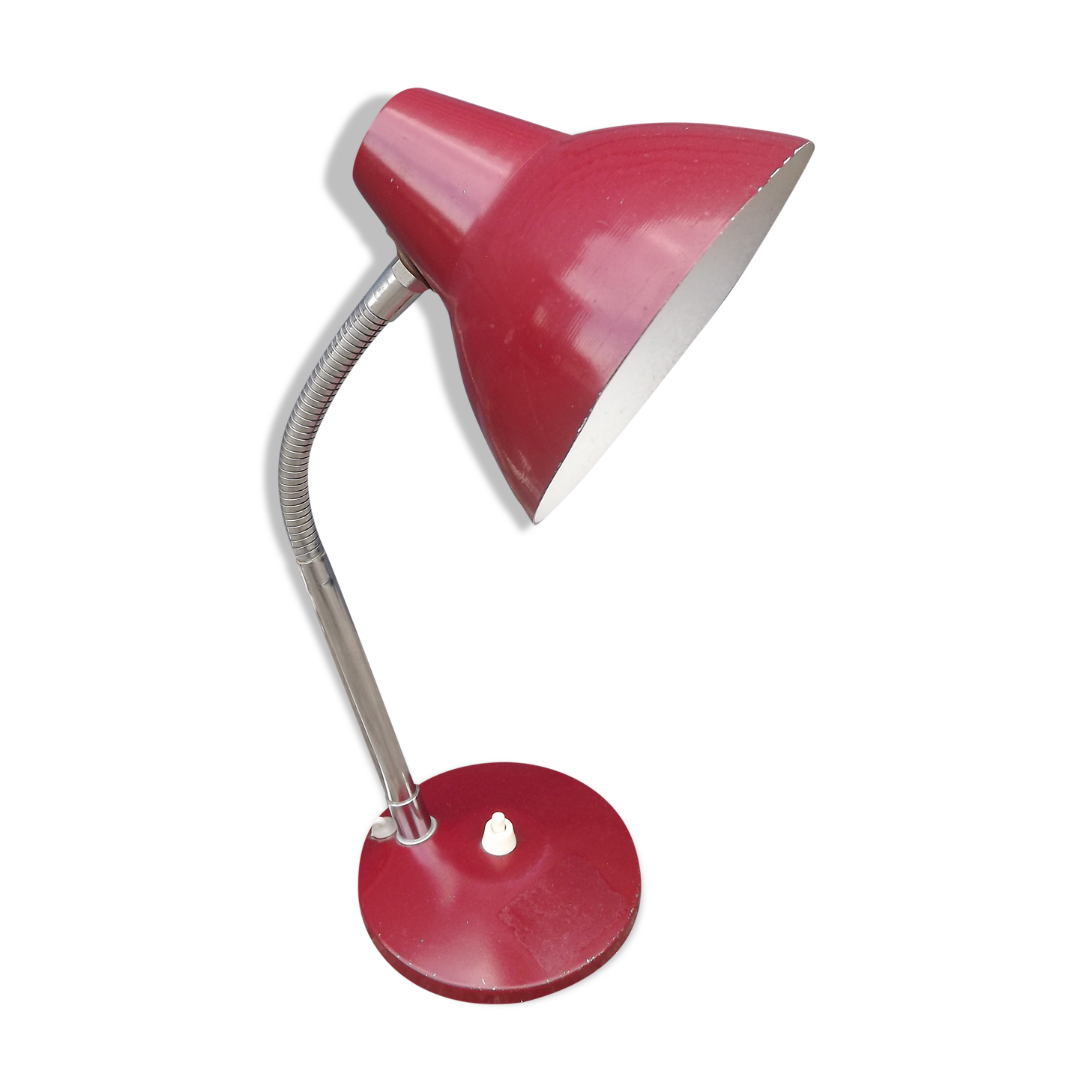 60' vintage red metal desk lamp