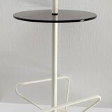 Bout de canapé porte-revues métal et verre années 80