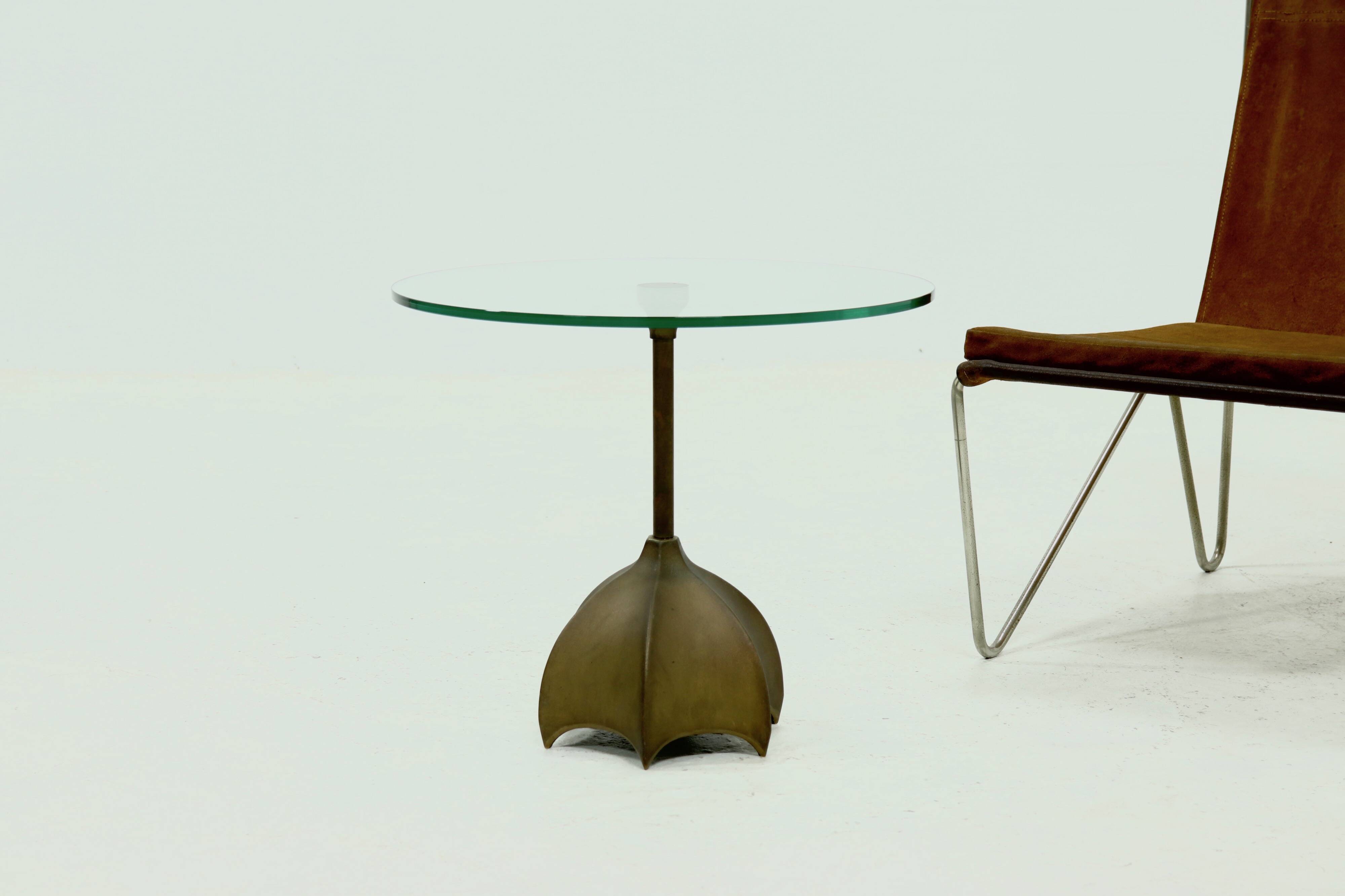 Bronze and Glass Side Table by Jan Des Bouvries for Quasar Holland 1990s