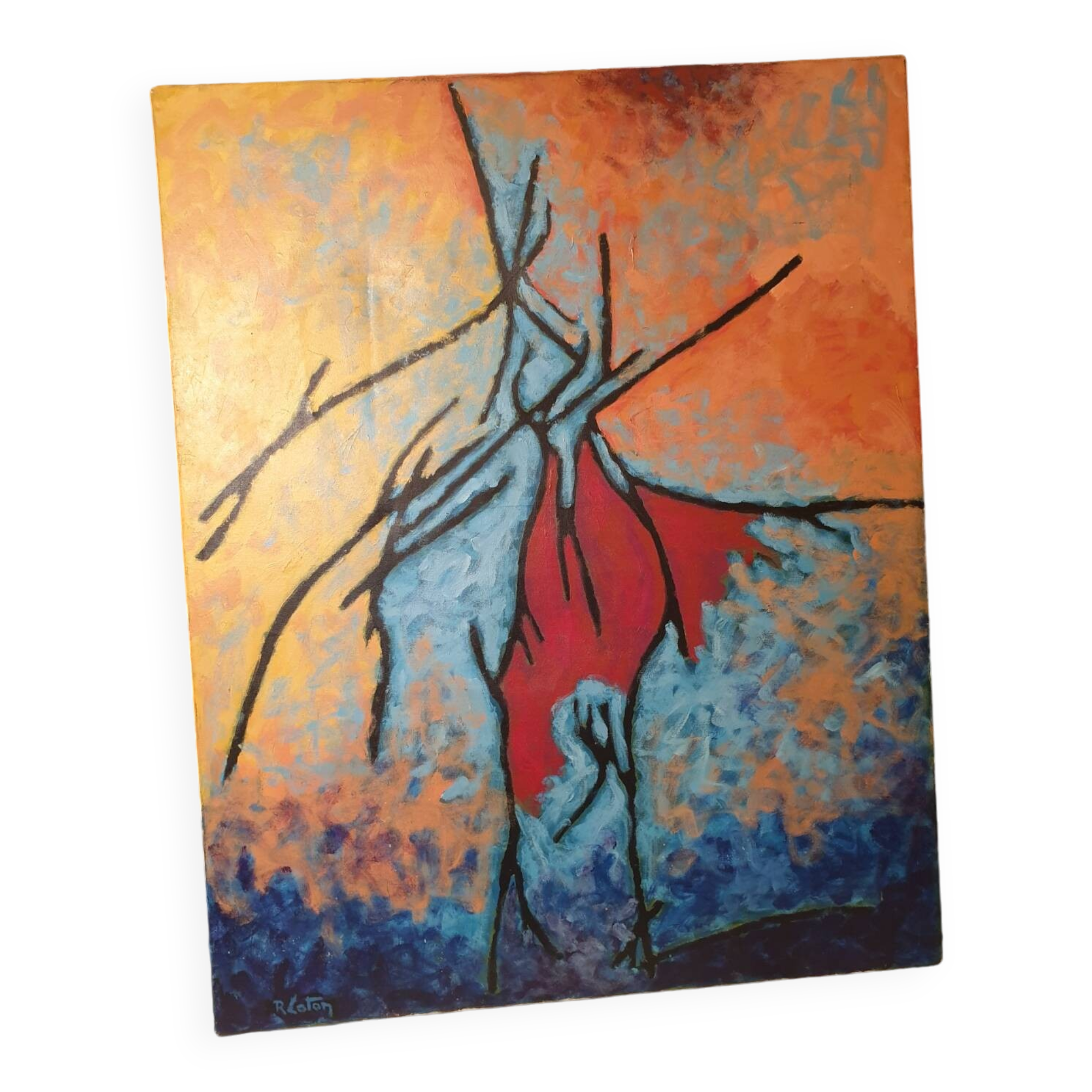 Large abstract painting Sons of light Raymond Loton