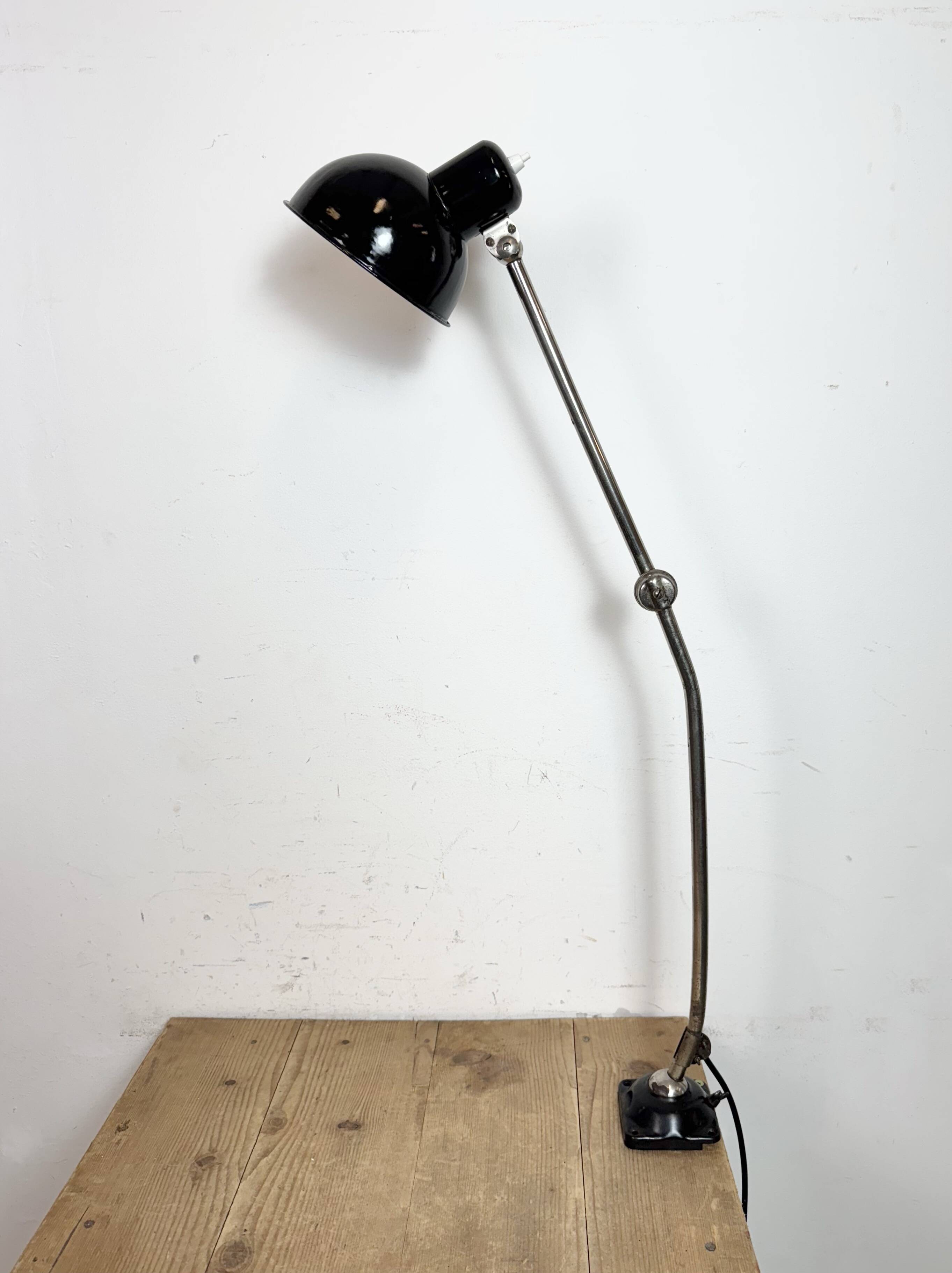 Industrial Workshop Black Enamel Desk Lamp, 1950s