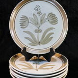 6 flat plates vintage flower decoration Lonchamp