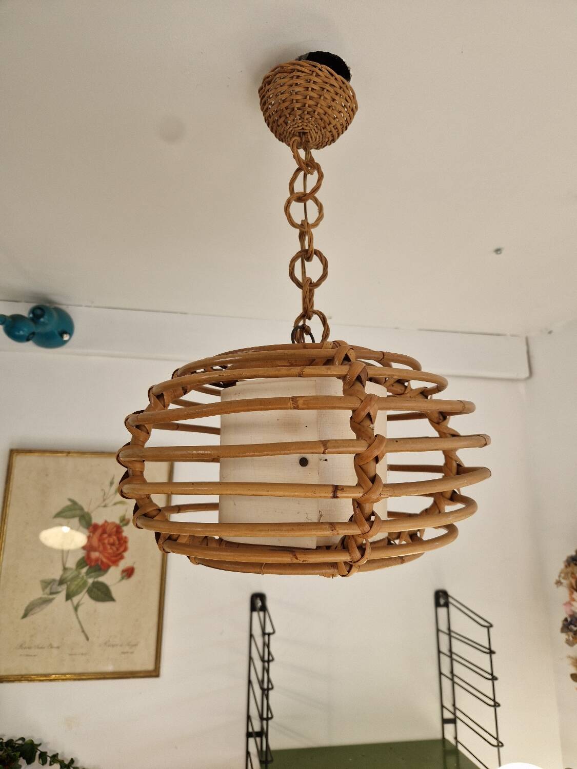 Rattan basket chandelier pendant light