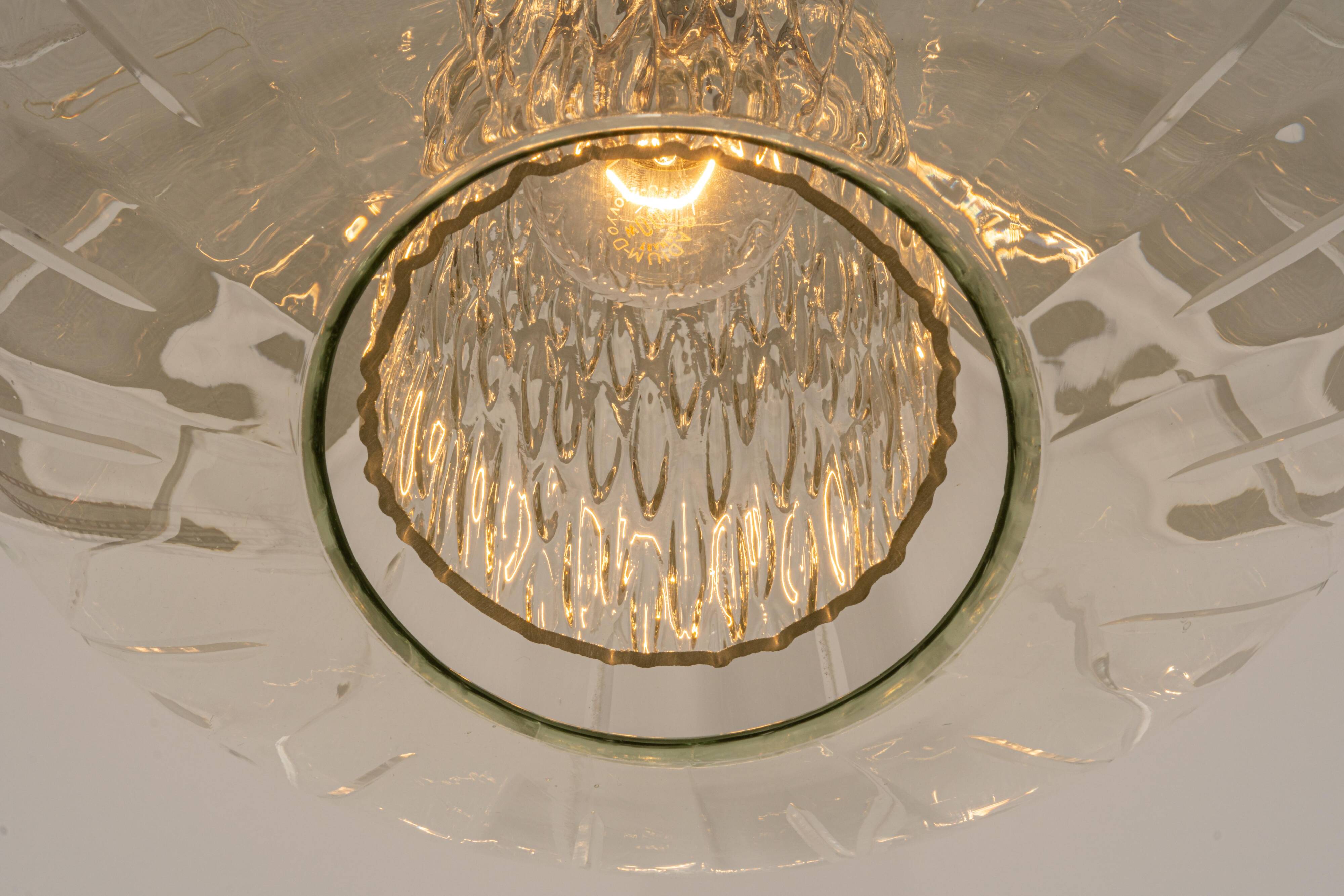 Large glass tulip-shaped pendant light by Cosack, Germany, 1970s.