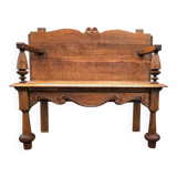 Antique Dutch oak hall bench / 1920s