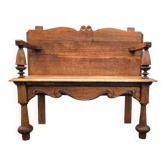 Antique Dutch oak hall bench / 1920s