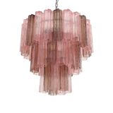 Contemporary Fume’ and Pink “Tronchi” Murano Glass Chandelier