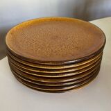 Set of 8 Dieulefit glazed earth plates workshop Mourre Milon 1970