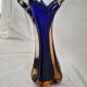 Vintage cobalt blue and amber blown glass vase in Murano style.
