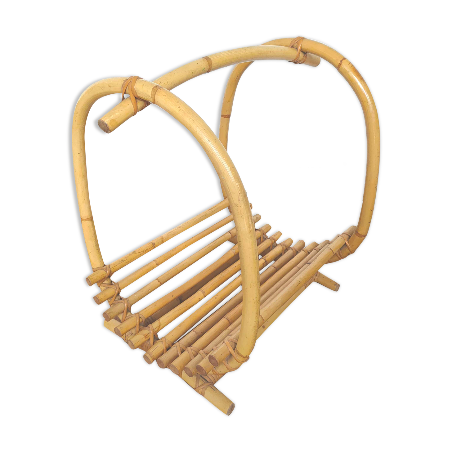 Basket door logs in bamboo rattan