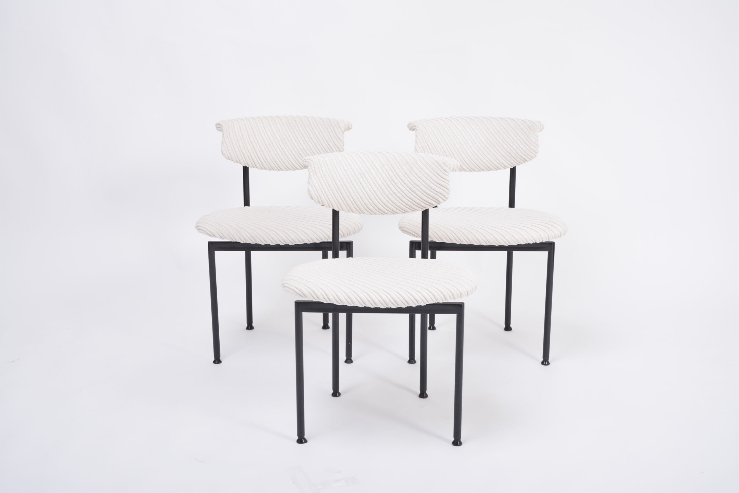 Set of Three Dutch White Alpha Chairs Designed by Rudolf Wolf, 1960s