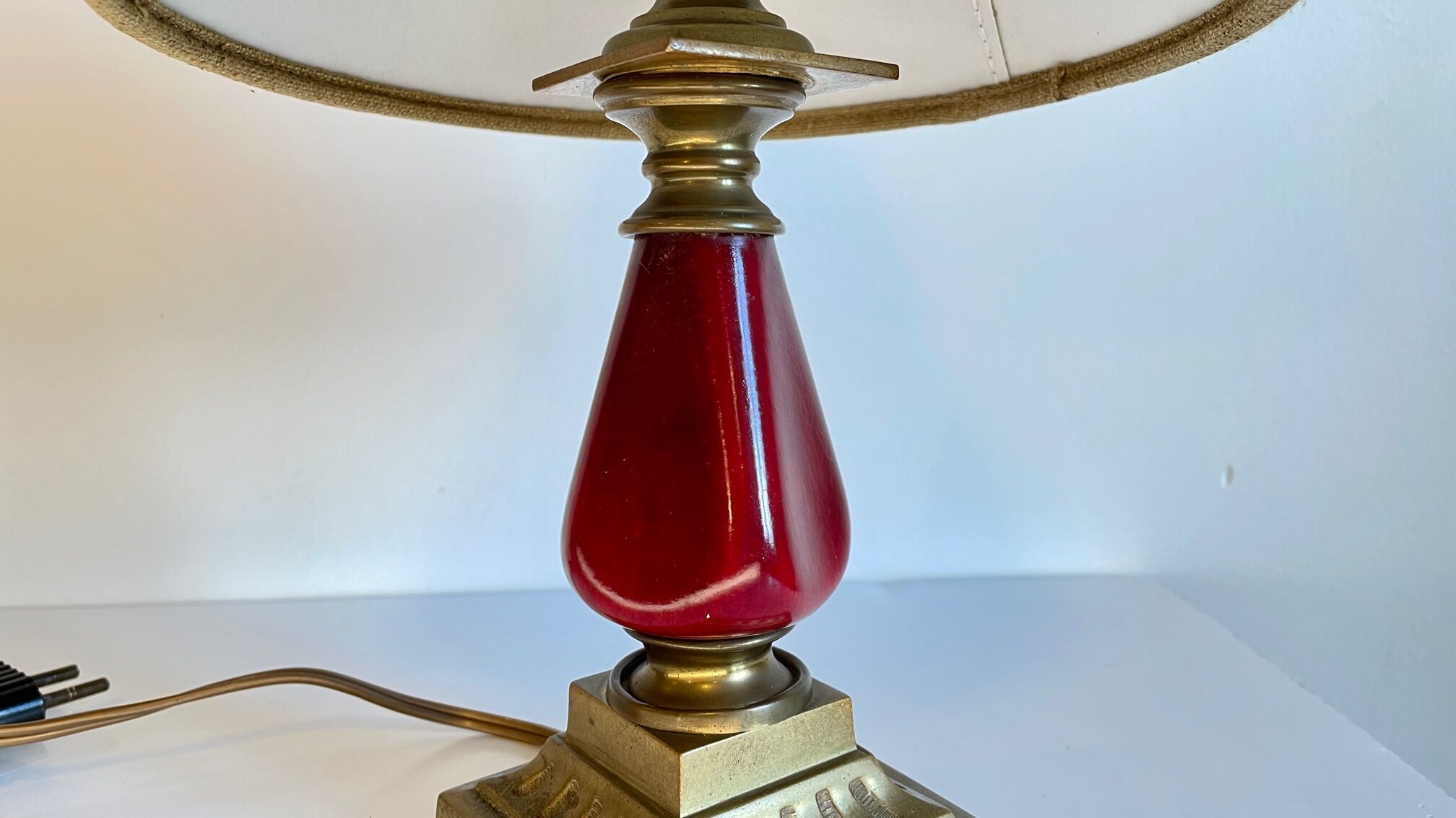 Vintage ceramic and brass lamp