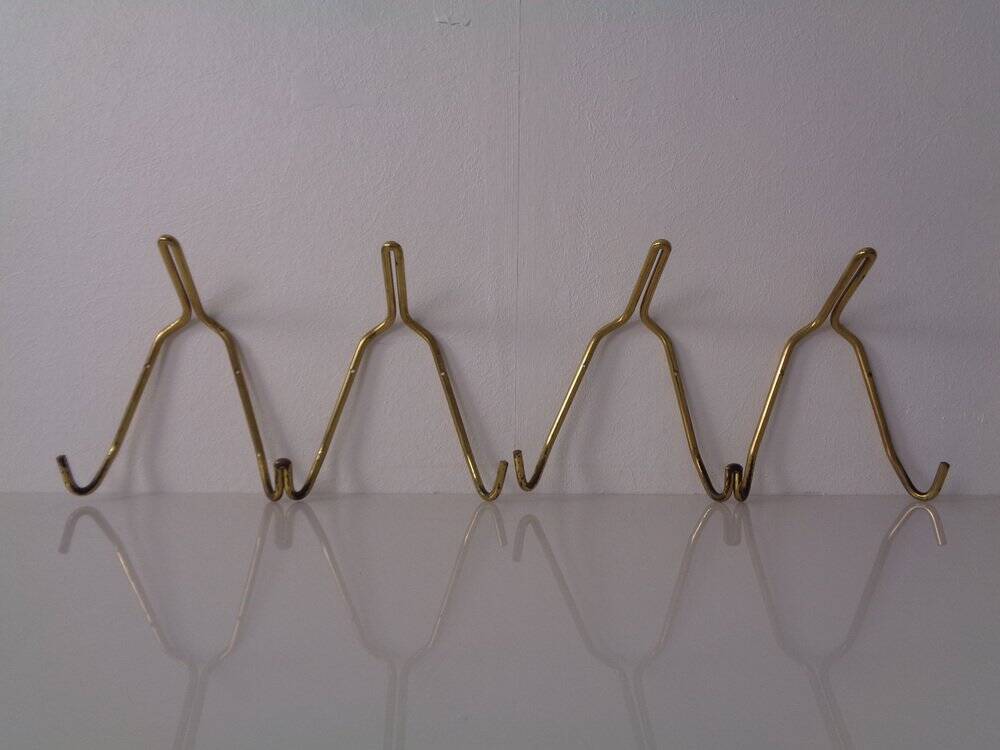 Mid-Century Brass Coat Hooks, 1950s, Set of 2