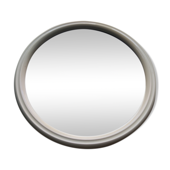 Miroir rond cadre plastique crème vintage