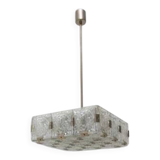 Vintage glass and chrome steel suspension Kamenický Šenov 1970s Czechoslovakia