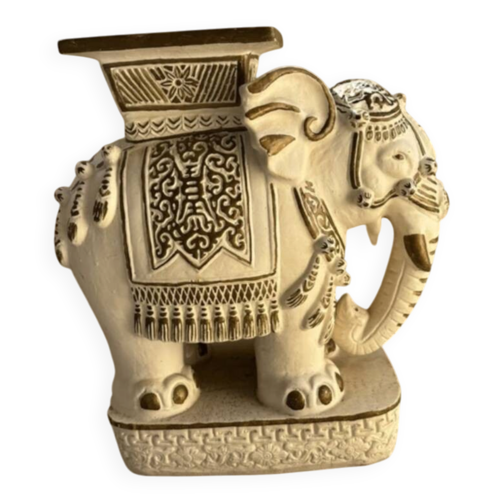 Ceramic elephant stool/stand Hollywood Regency style 1960s