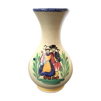 Ancient vase Quimper ceramics painted made a france vintage