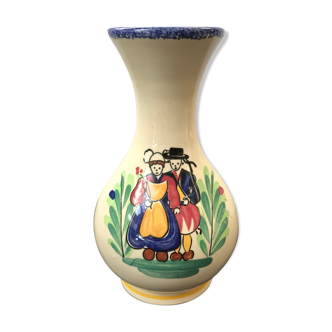 Ancien vase Quimper céramique peinte made un france vintage